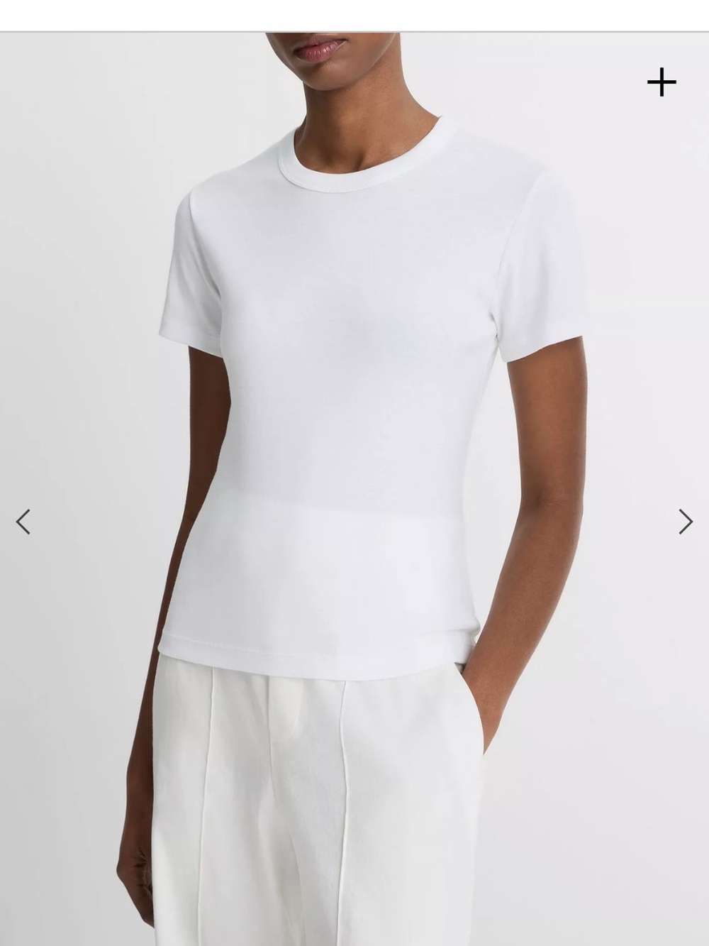 Vince Classic White Short-Sleeve Crewneck Top Modal Pima Cotton| Large| Repair